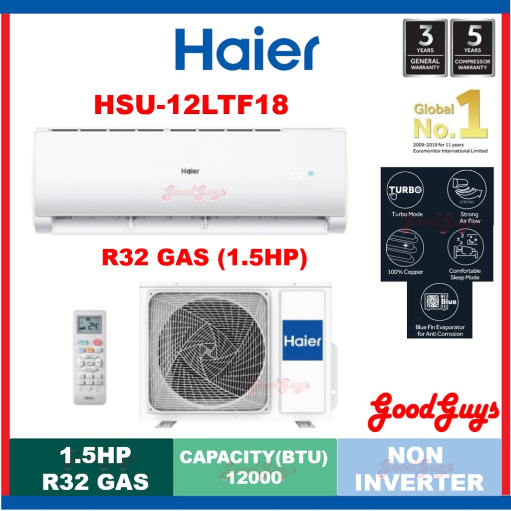 HAIER HSU 12LTF18 1 5HP R32 TURBO COOL NON INVERTER AIR CONDITIONER