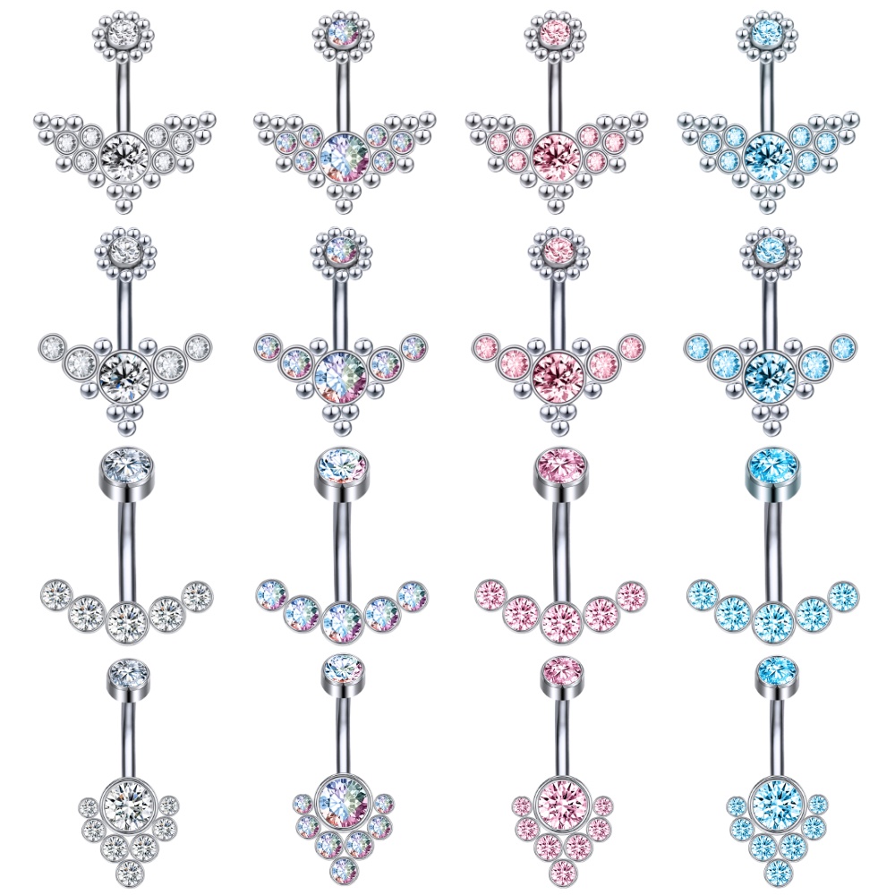 4 Colors Navel Piercings Multicolor Crystal Belly Button Rings