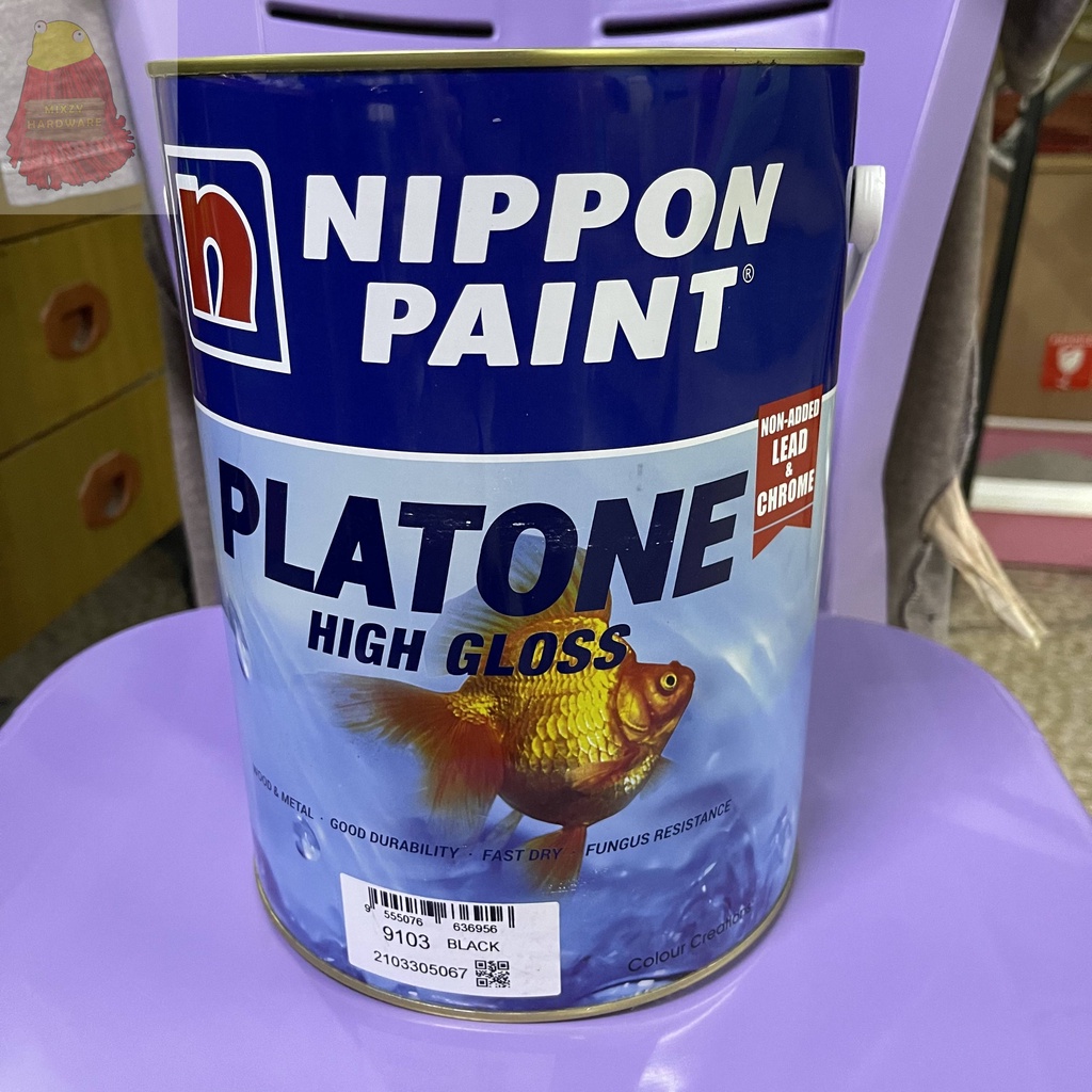 High Gloss Metal Wood Paint Cat Kilat Kayu Besi Nippon Platone 5L