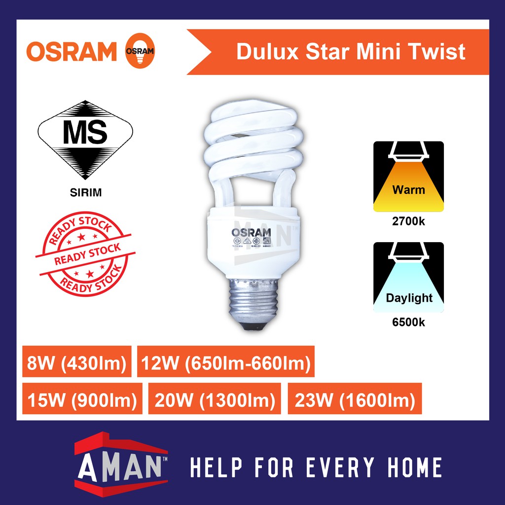 OSRAM 23W DULUX STAR MINI TWIST E27 12Pcs Shopee Malaysia