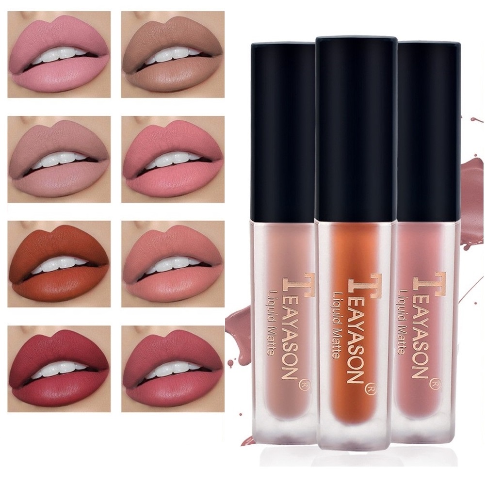 Waterproof Nude Matte Velvet Glossy 12 Colors Lip Gloss Lipstick Lip