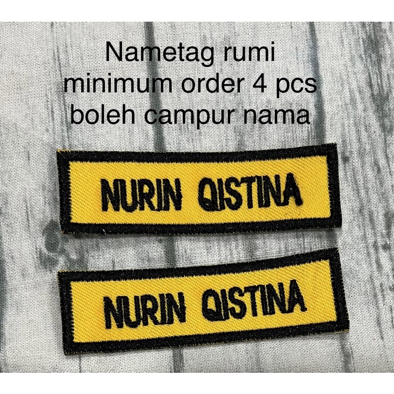 Name Tag Sekolah Bersulam Tanda Nama Rumi Dan Jawi Label Baju Sekolah