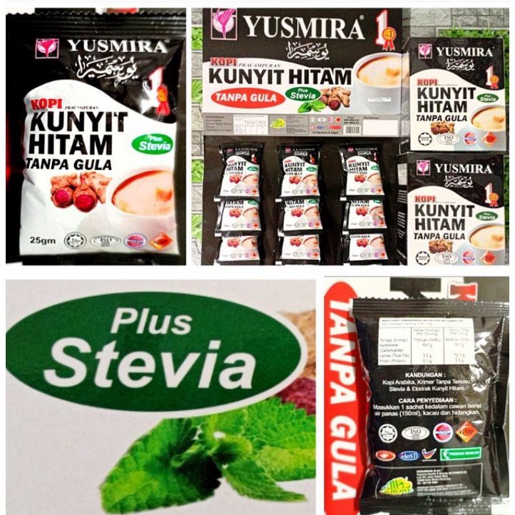 Kopi Kunyit Hitam Plus Stevia Tanpa Gula Yusmira Shopee Malaysia