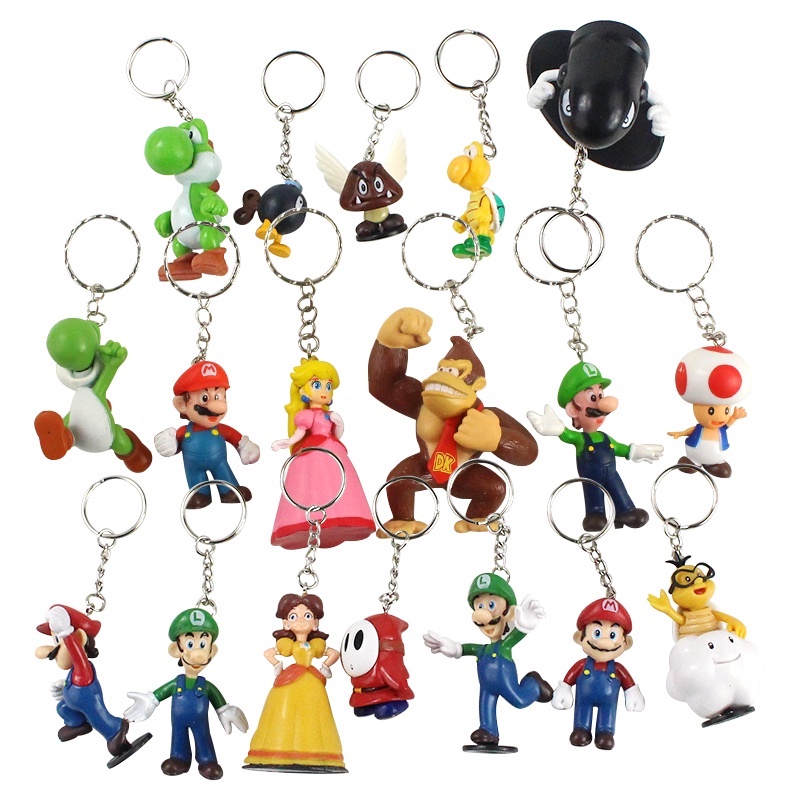 18Pcs Set Nintendo Game Super Mario Bros Keychain Creative Anime