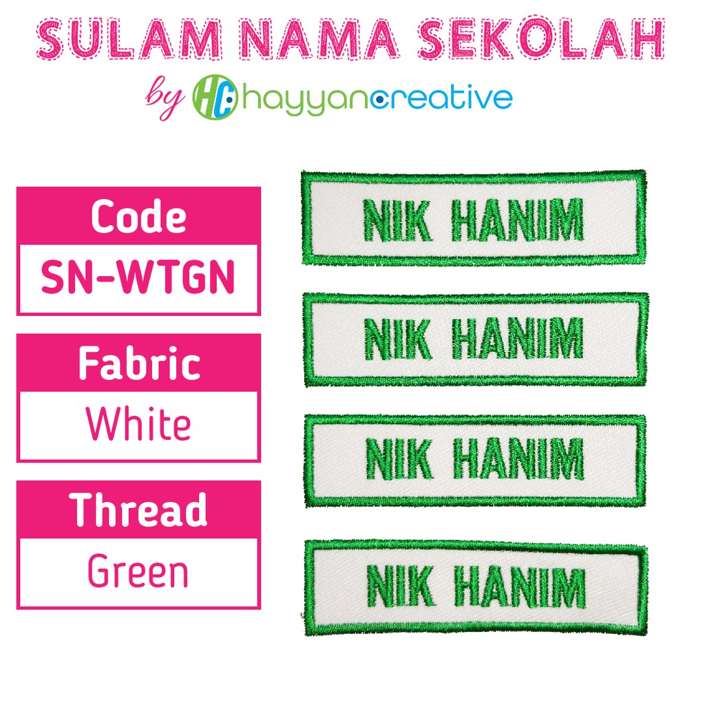 Sulam Nama Sekolah Name Tag Sekolah Tanda Nama Sulam Nametag