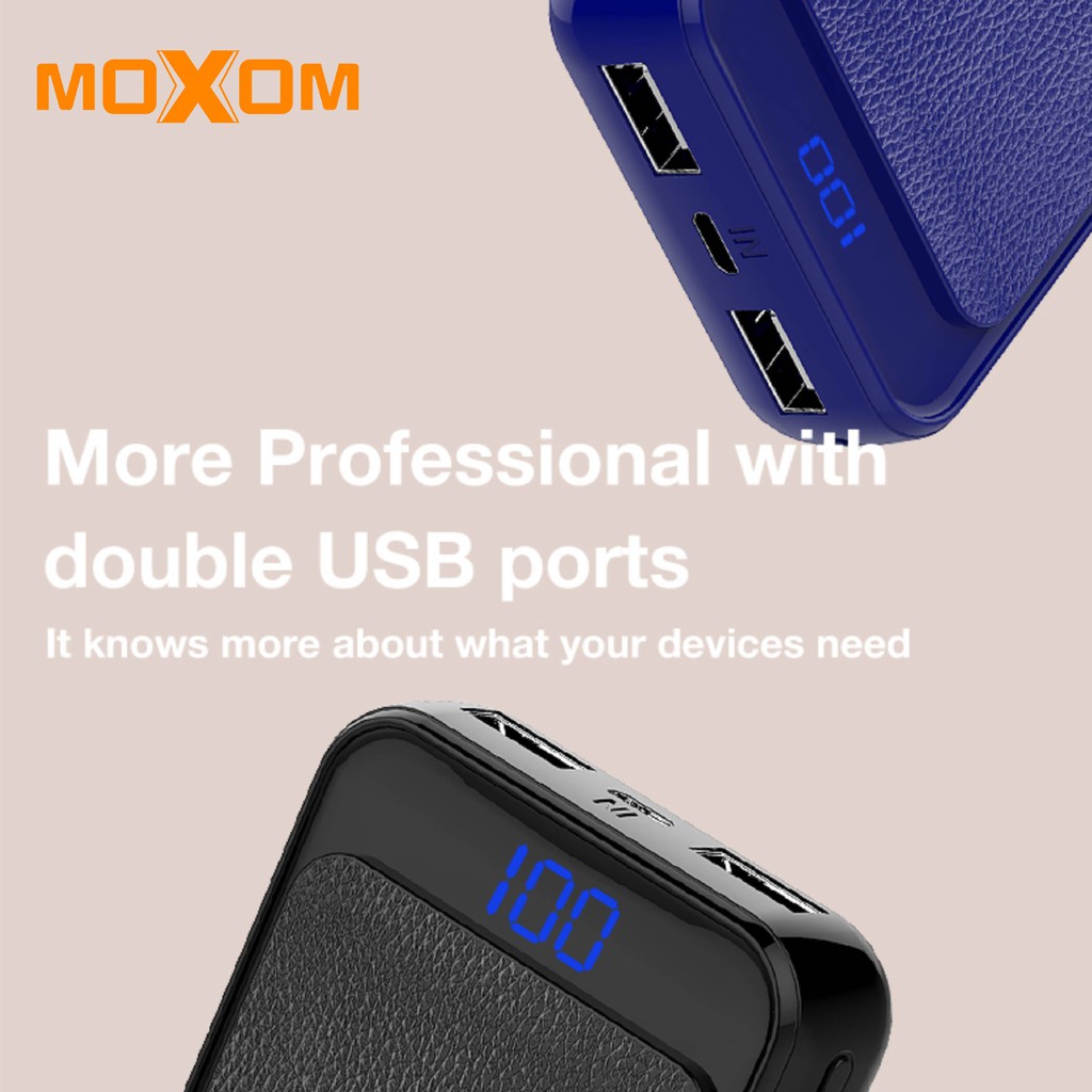 Moxom Dual Usb Output A Fast Charge Power Bank With Lcd Battery