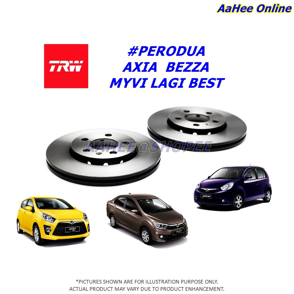 Pair Trw Perodua Axia Bezza Myvi Lagi Best Icon Front Brake Disc Rotor