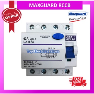 MAXGUARD ELCB RCCB 4 POLE 40A 63A 100A SIRIM APPROVED Shopee Malaysia