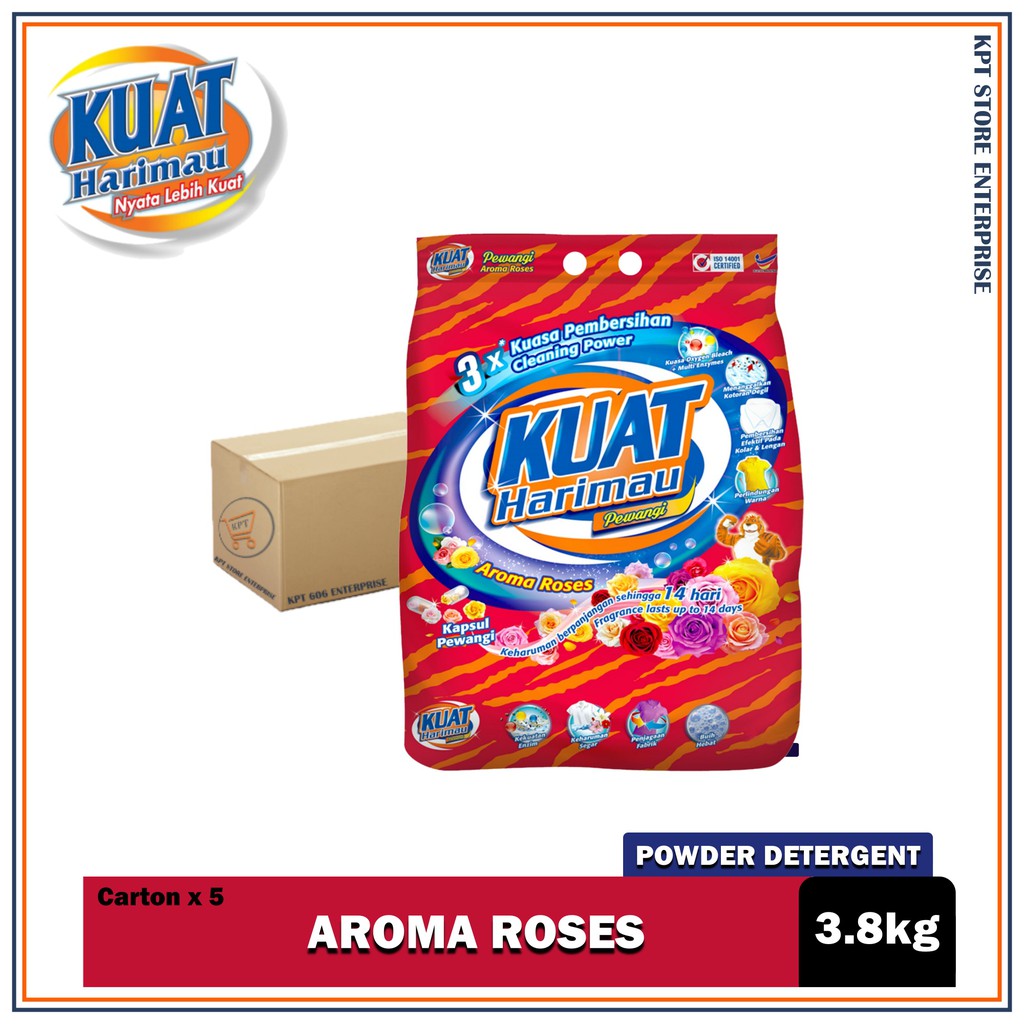 Kuat Harimau Polybag Powder Detergent Aroma Roses 5x3 8kg Shopee