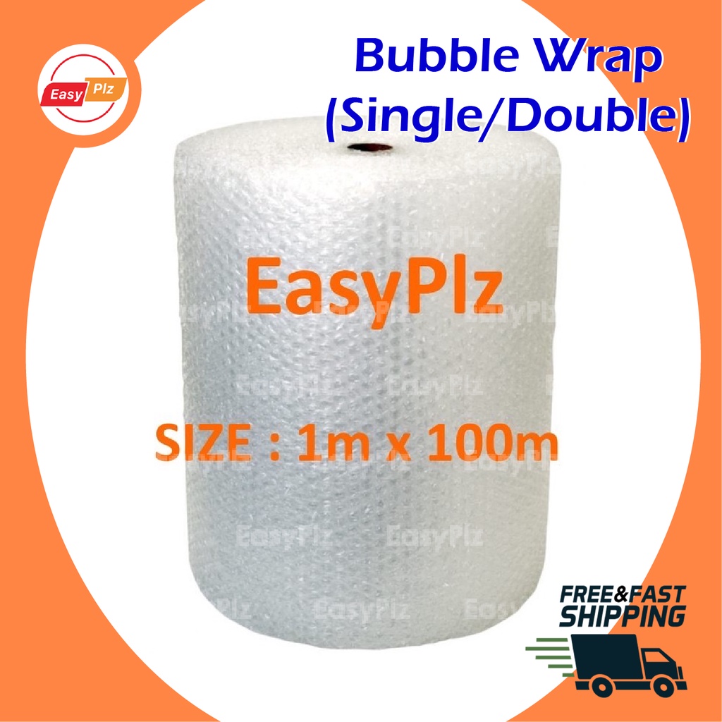 AIR BUBBLE WRAP SINGLE DOUBLE LAYER 1m X 100m X 10mm BLACK BUBBLE