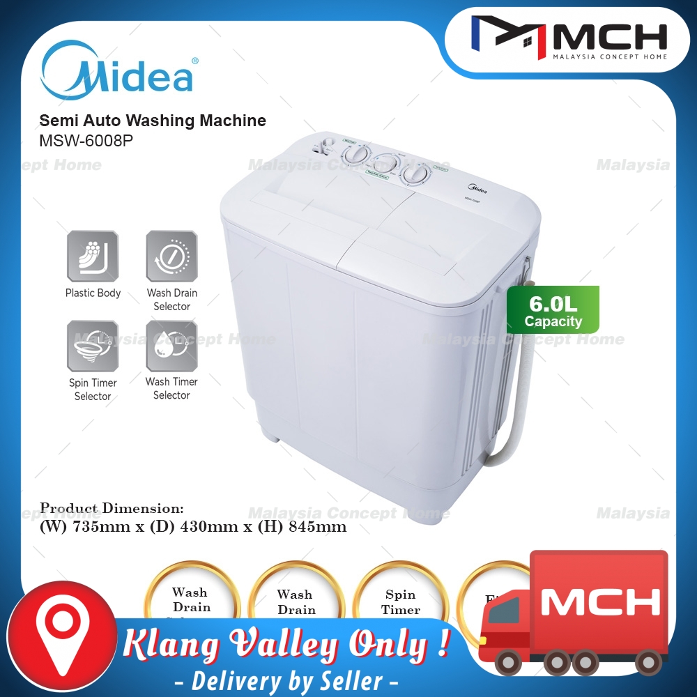 MIDEA MSW 6008P 6KG TOP LOAD SEMI AUTO WASHING MACHINE Shopee Malaysia