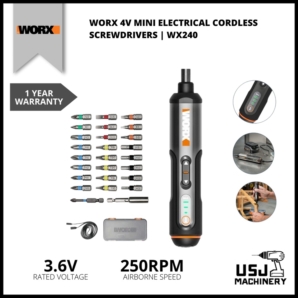 Worx V Mini Electrical Cordless Screwdriver Wx Year Warranty