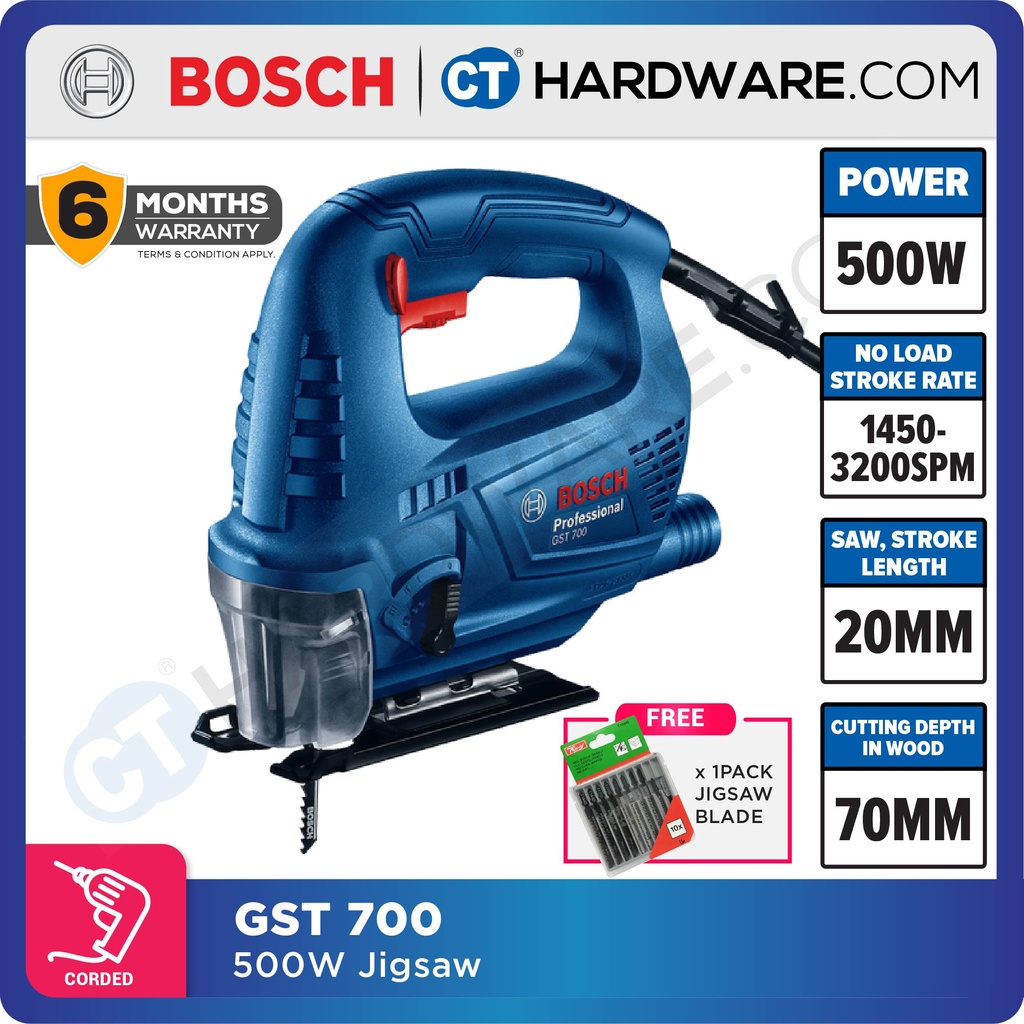 BOSCH GST 700 PROFESSIONAL CORDED JIGSAW 500W 1 450 3 200 SPM