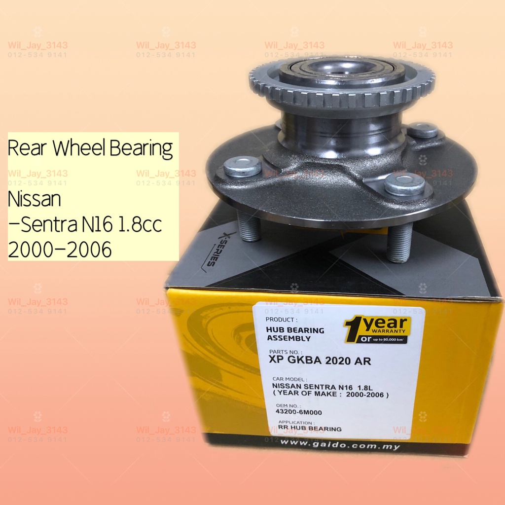 X SERIES GKBA 2020 NISSAN SENTRA N16 1 8cc 93mm REAR WHEEL BEARING