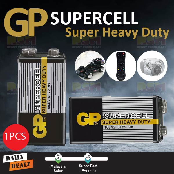 GP SUPERCELL Super Heavy Duty 1604S 6F22 9V Battery Batteries 1 PC