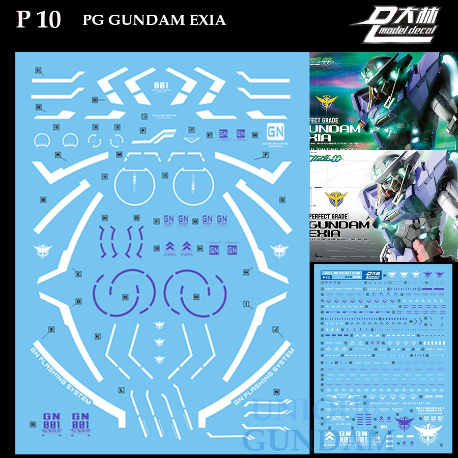 Dalin P Pg Exia Gundam Water Slide Decal Model Kits Gunpla