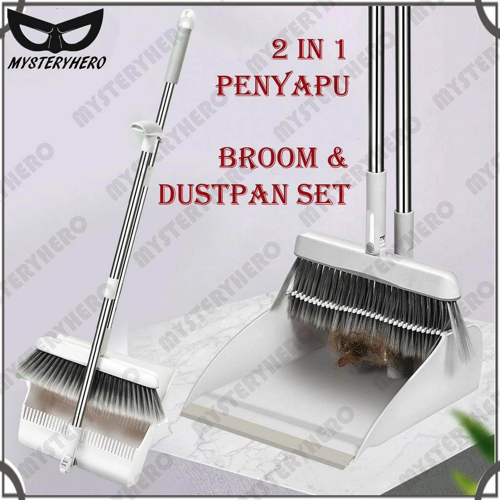 MysteryHero Foldable Sweeper 2 In 1 Broom And Dustpan Combo Set Magic