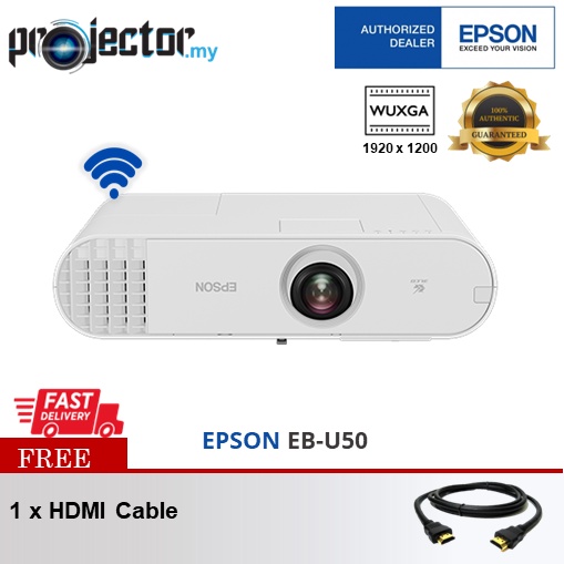 Epson EB U50 3LCD WUXGA 3700 Lumens Digital Signage Wireless Projector