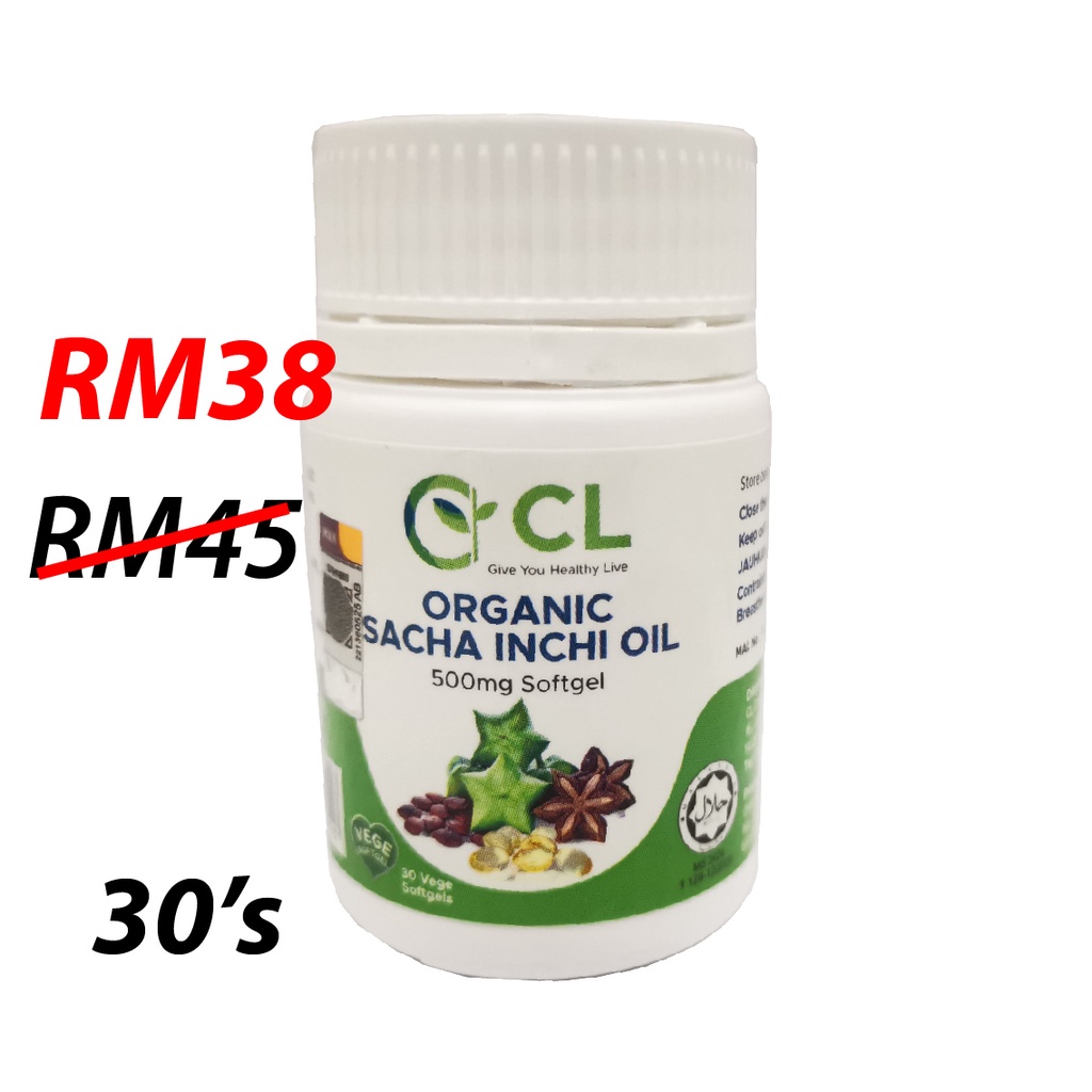 CL Organic Sacha Inchi Oil Softgel 100 Orgranic 1 Botol 30 120biji