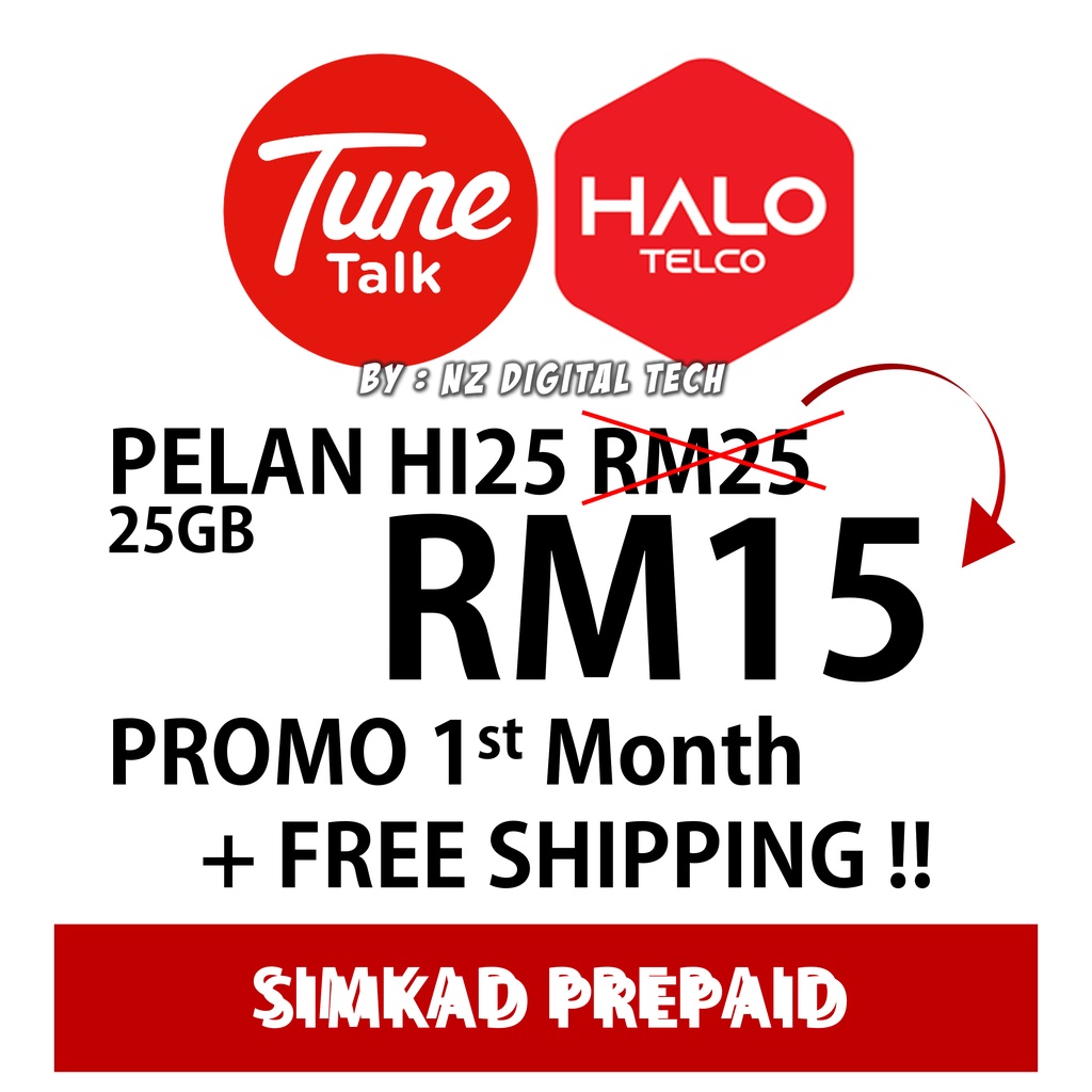 Simcard Halotelco Tunetalk Hi25 25GB Unlimited Call To Tunetalk