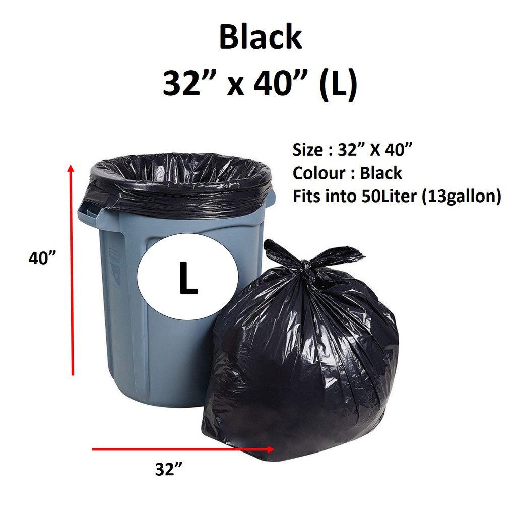 S M L Xl Xxl Xxxl Trash Bag Plain Or Black Garbage Bag