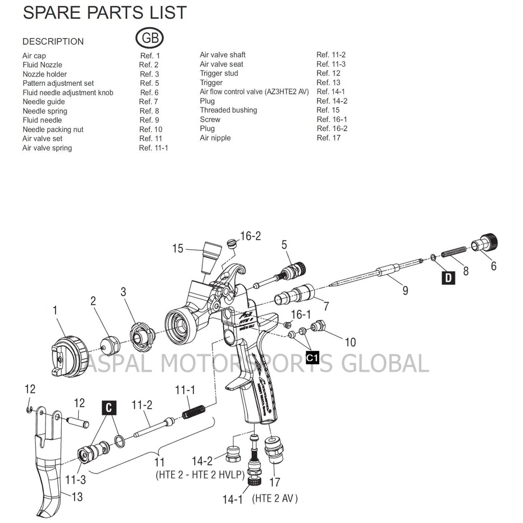 Anest Iwata Az Hte Airgunsa Spraygun Spare Parts Shopee Malaysia