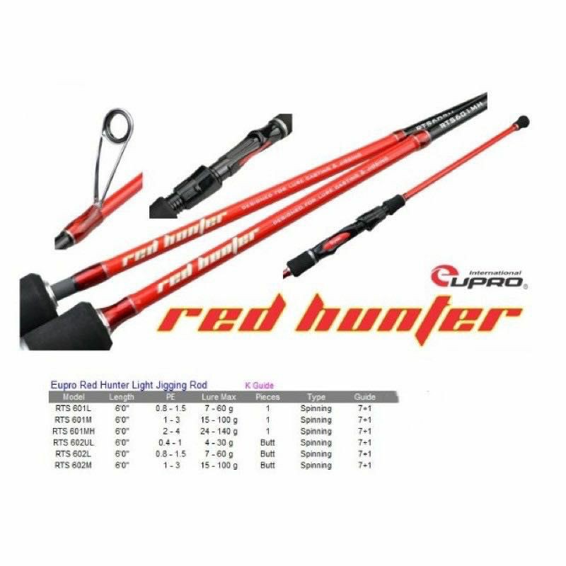 EUPRO RED HUNTER Solid Carbon Jigging Rod RTS 601 1pc RTS602 Part