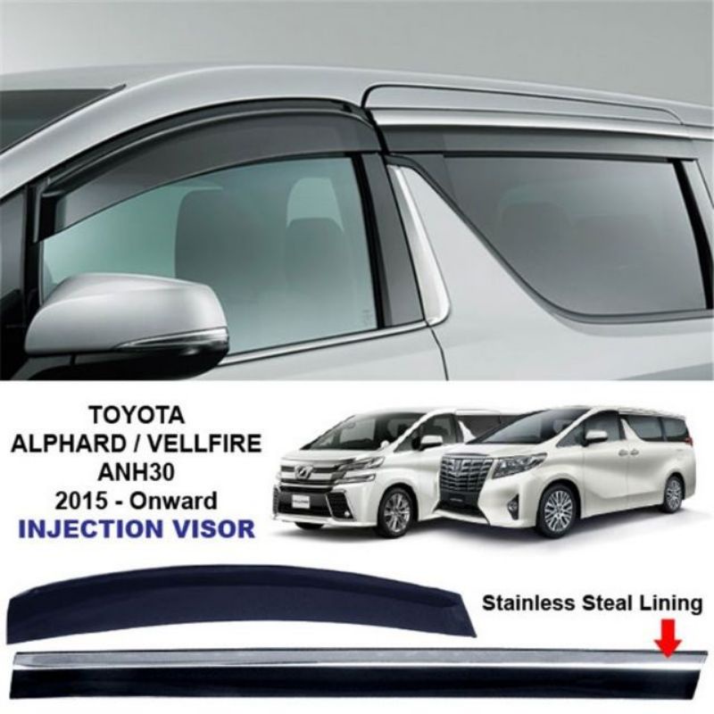 Original Toyota Vellfire Alphard Door Visor With Chrome