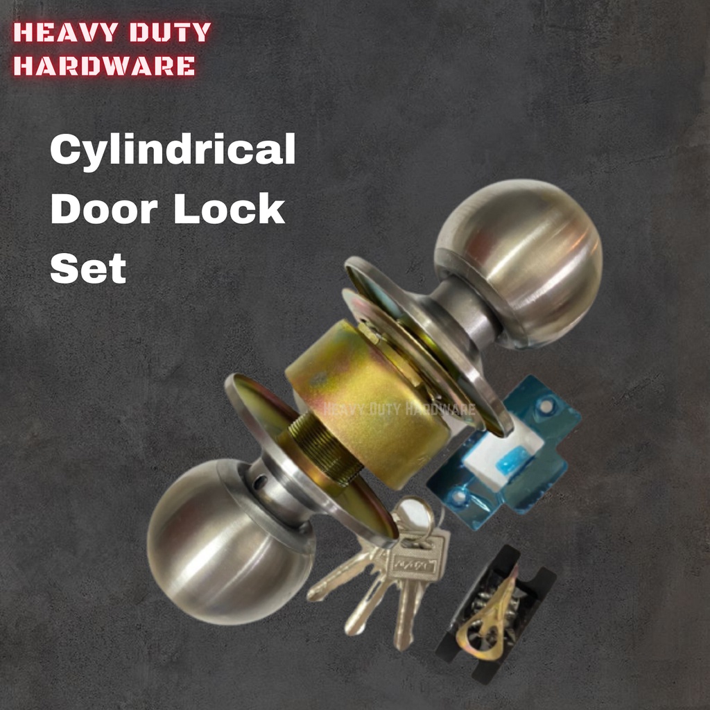 Cylindrical Door Knob Lock Set Round Ball Tombol Pintu Bilik Rumah