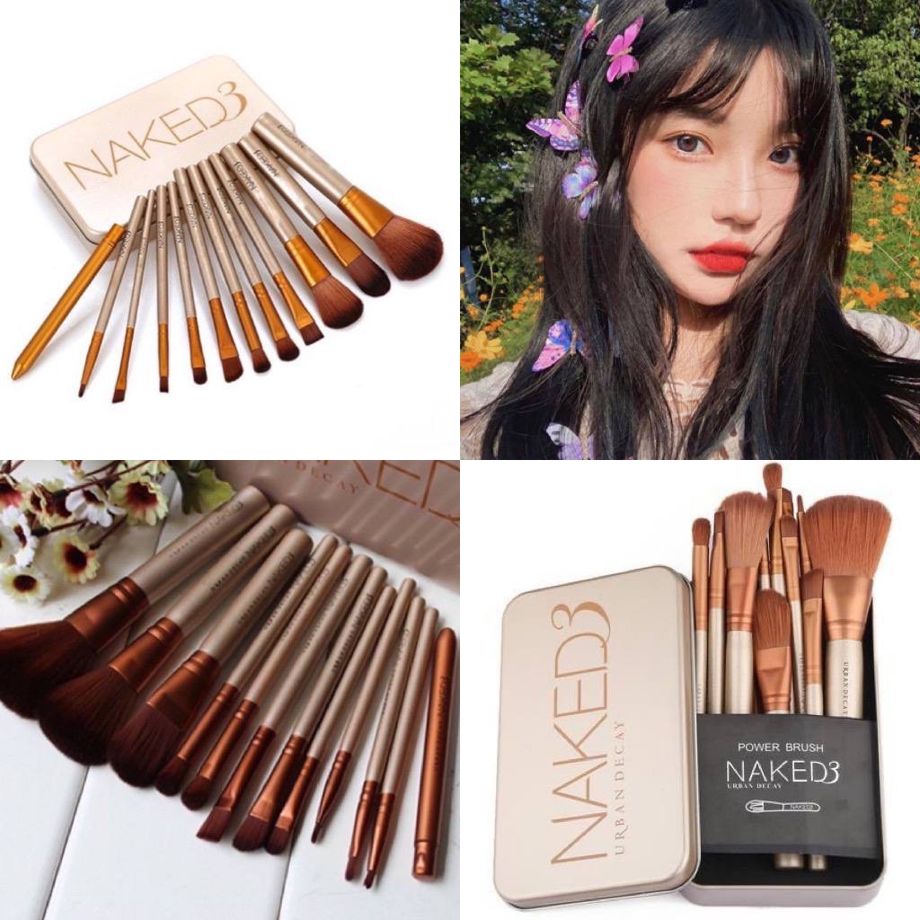 NAKED Generation Portable Makeup Brush Gold Tin Brush Set Pcs
