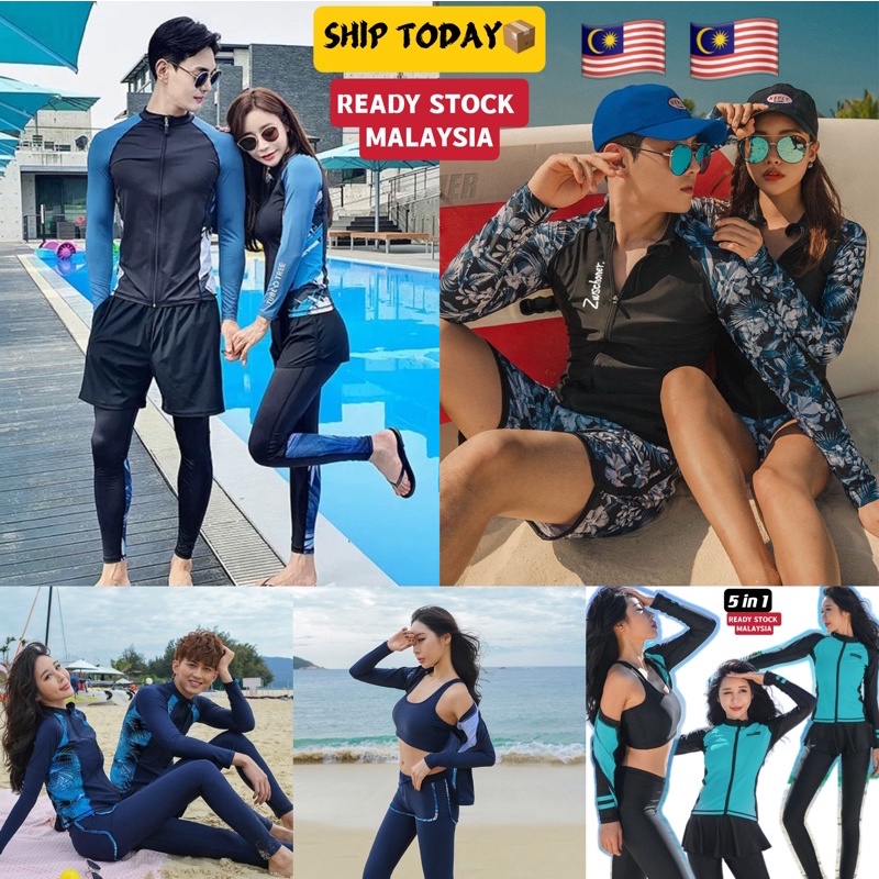 New Couple Malaysia Longsleeve Swimsuit Swimwear Bikini Baju Renang