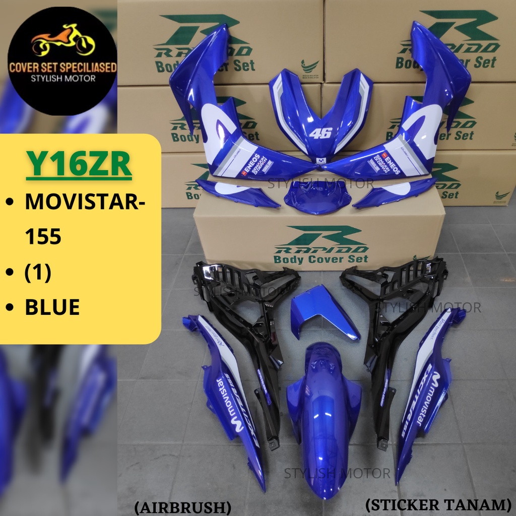 Sticker Tanam Airbrush Rapido Cover Set Y Zr Movistar Blue