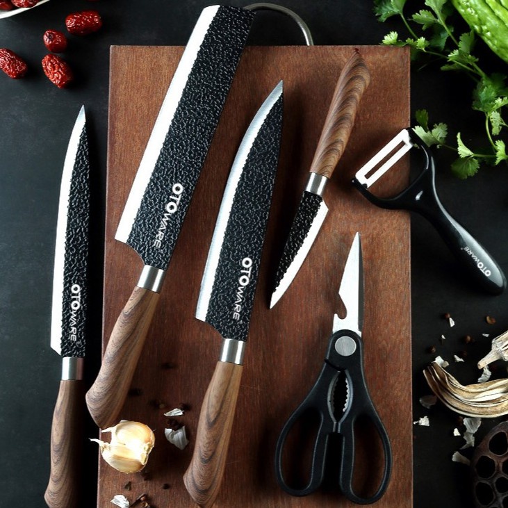 Set Pisau Dapur Set Gunting 6 In 1 Knife Set Slicing Knife Chef Knife