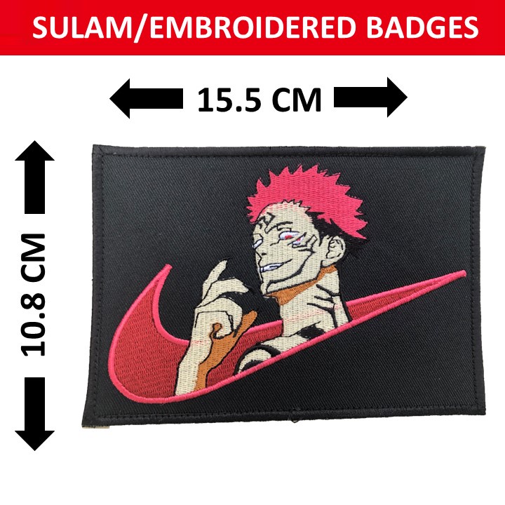 Nike X Sukuna Jujutsu Kaisen Badges Patches Velcro Hook Loop Anime