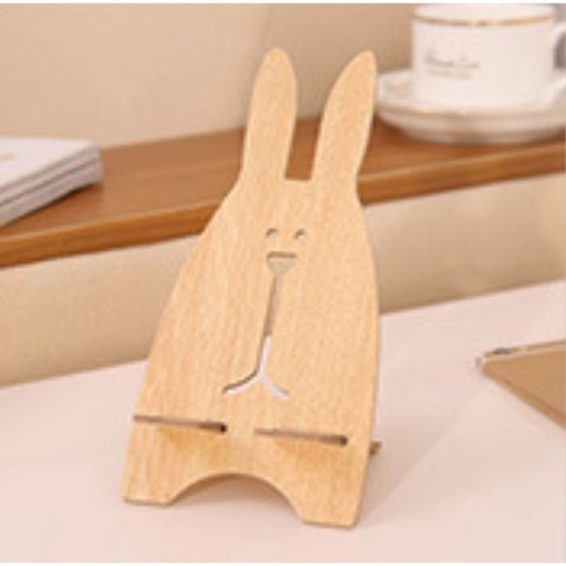 Ready Stock Wooden Rabbit Design Mobile Phone Stand Phone Holder