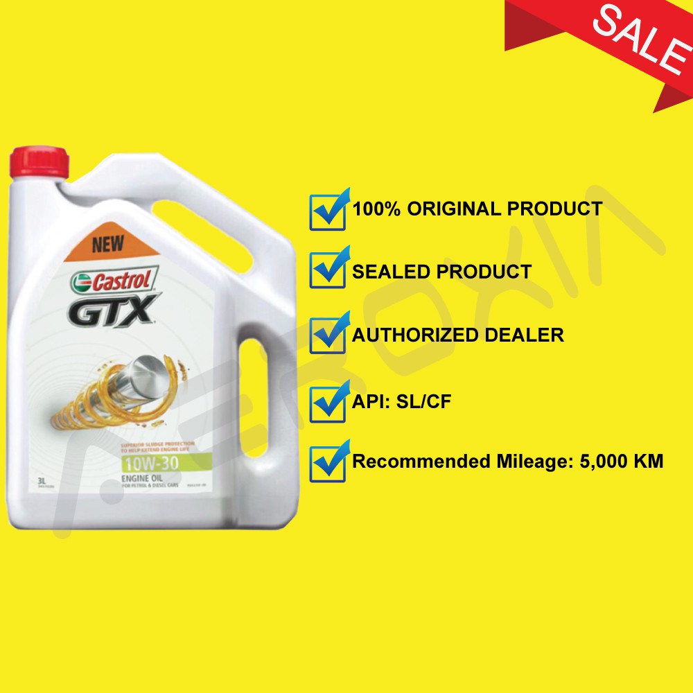 CASTROL GTX 10W30 API SL CF ENGINE OIL 3L Shopee Malaysia