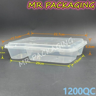 MS 1200QC 4 Compartment PP Lunch Box With Dome Lid 50sets