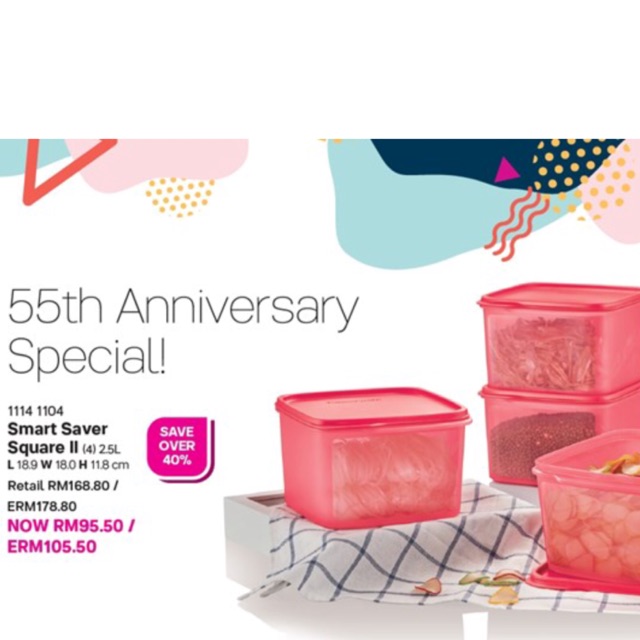 Tupperware Smart Saver Square Ll L Pcs Shopee Malaysia