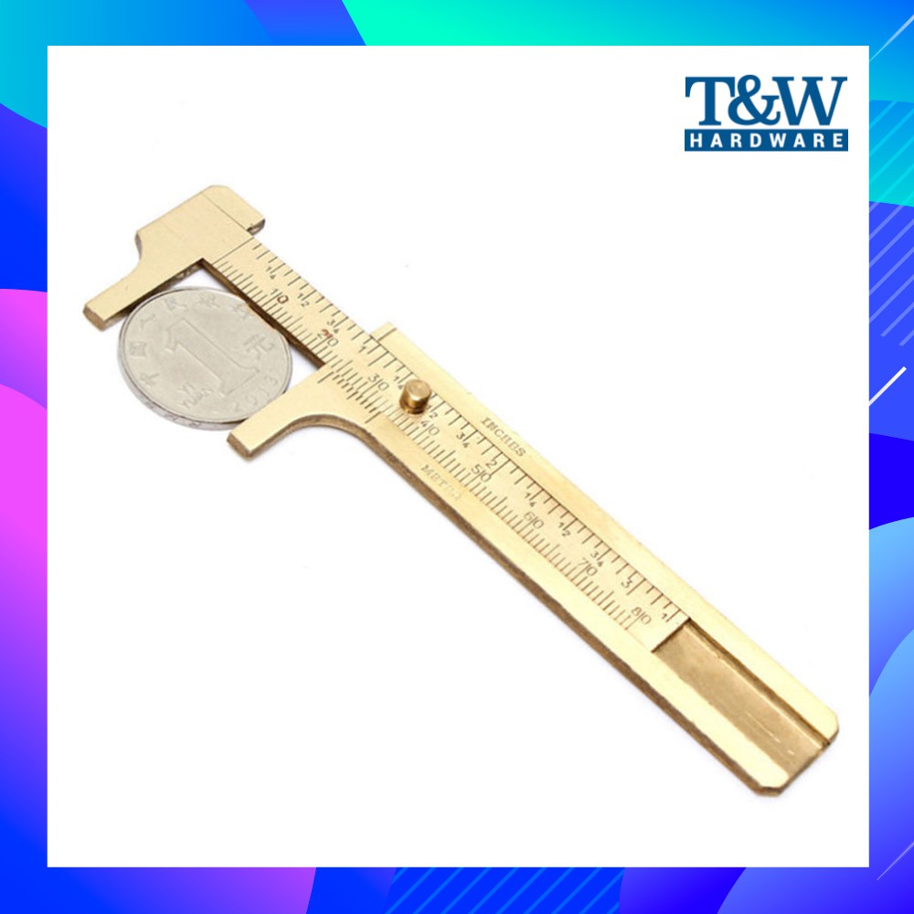 Mini Brass Sliding Gauge Vernier Caliper Pocket Ruler Double Scale Mm