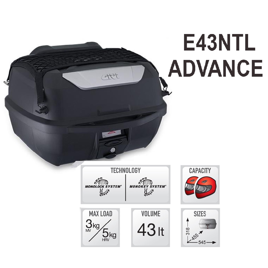 GIVI 43 LITER MULEBOX MONOLOCK TOPCASE TOP BOX E43NTL ADV ADVANCE