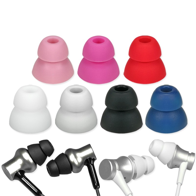 Pair Double Layer Silicone Earbud Tips In Ear Earphone Covers Cap