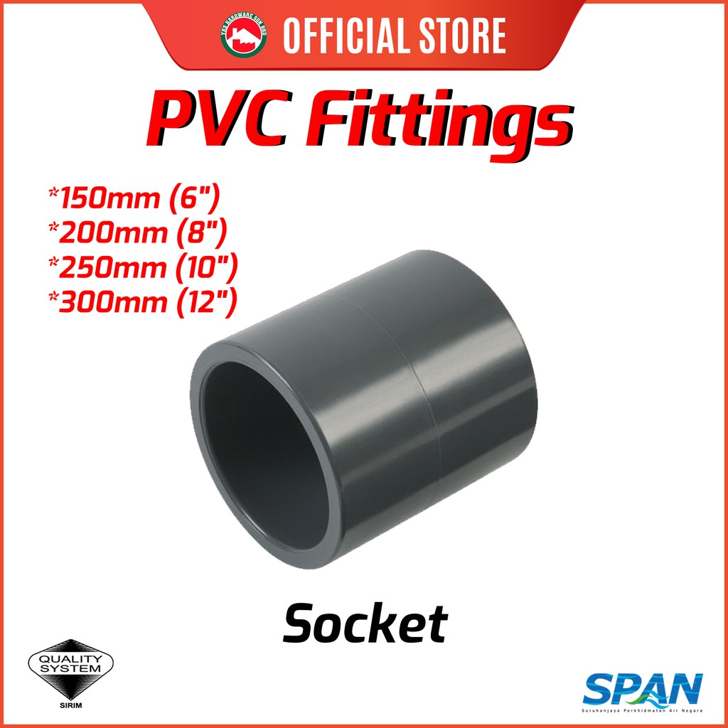 Pvc Socket Mm Mm Pipe Fittings System Ready Stock Shopee