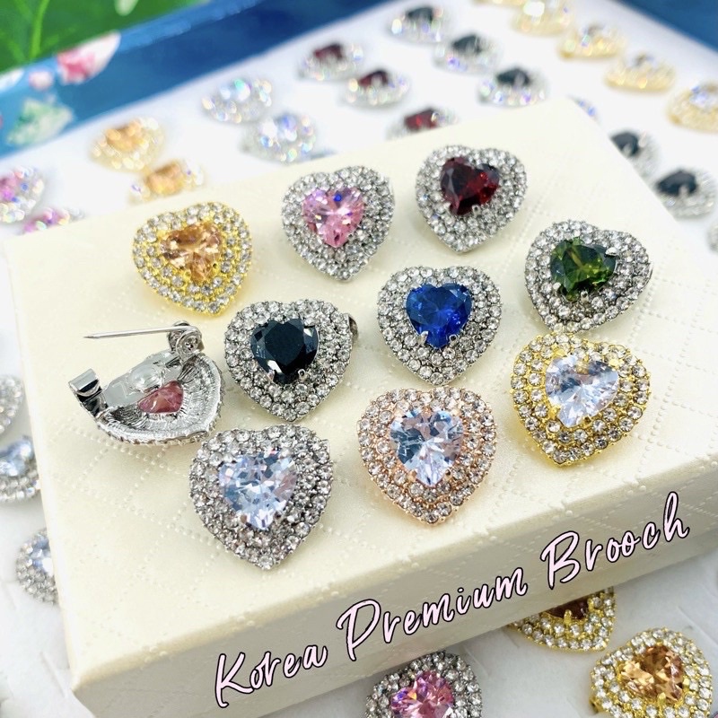 Korea Premium Brooch Zirconia Love Kerongsang Bahu Pin Tudung Muslimah