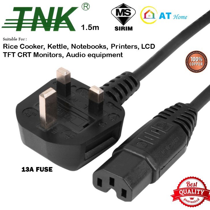 Tnk Rice Cooker Kettle Printer Pin Ac Power Cord Cable Sirim