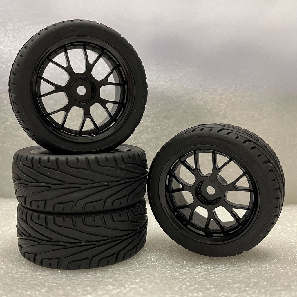 4PCS 1 10 Rubber Tire RC Racing Car Tires On Road Wheel Rim Fit For HSP