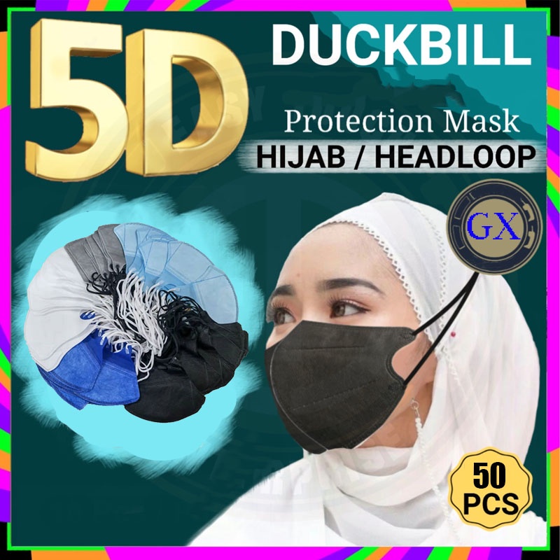 New D Layers Duckbill Face Mask Hijab Headloop Ultrasoft Face Masker