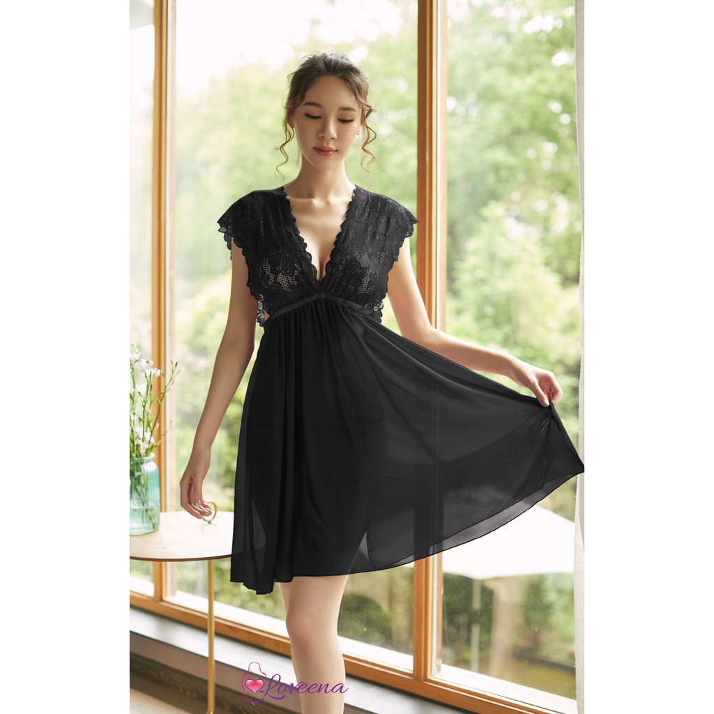 ReadyStock Loveena DeepV Babydoll Sleepwear Nightwear Lingerie L1071