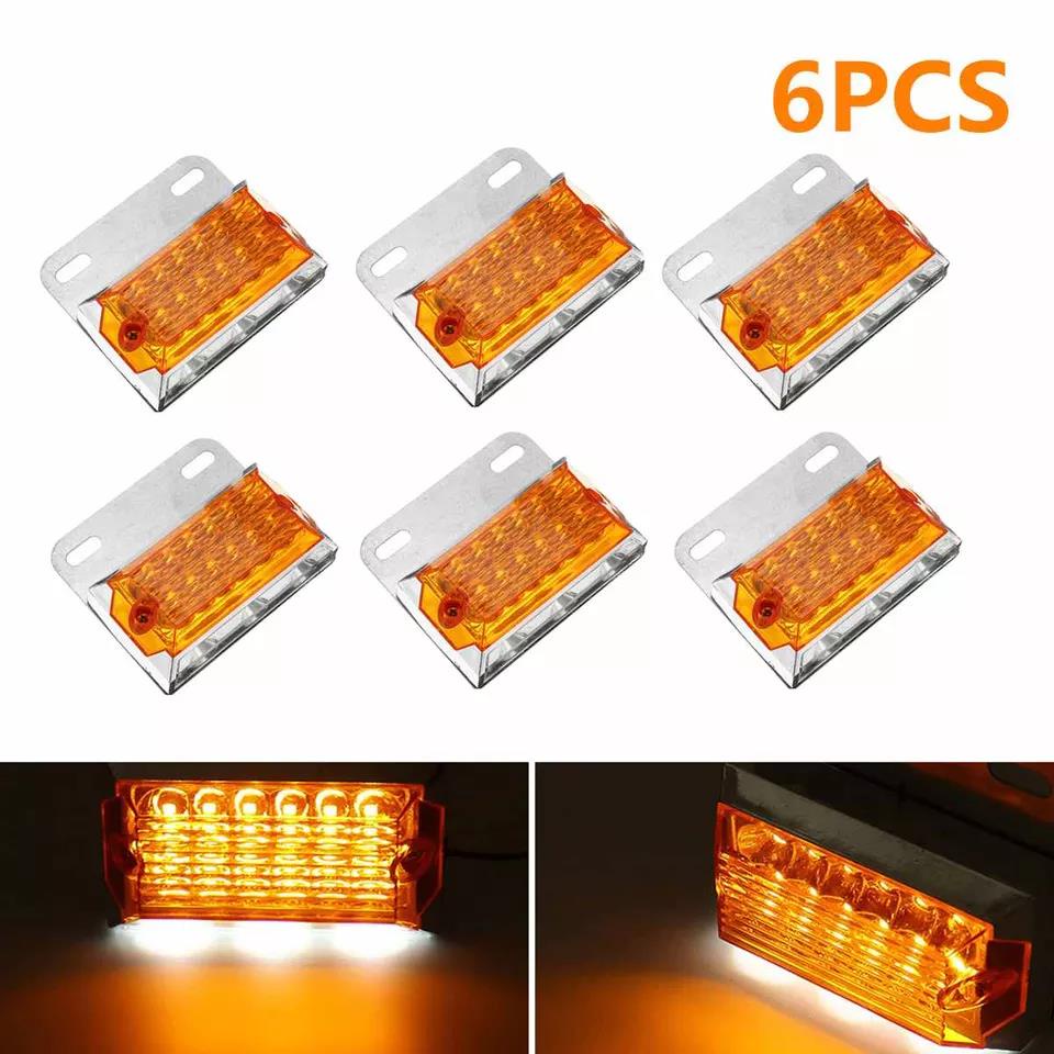 6pcs 24V 15 LED Side Marker Lights Car External Lights Squarde Warning