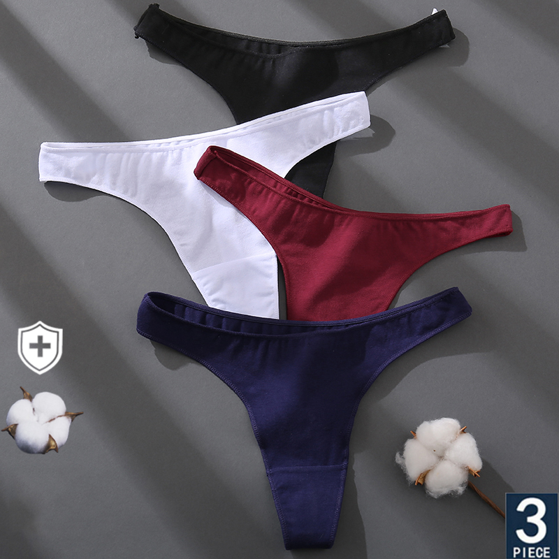 Finetoo Pcs Set Cotton Lingerie Women S G String Briefs Solid Colors