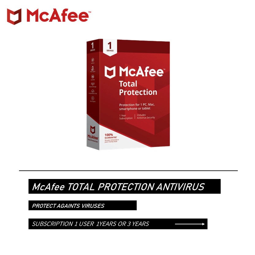 McAfee Total Protection Antivirus Software 1 Device 1 Year Physical